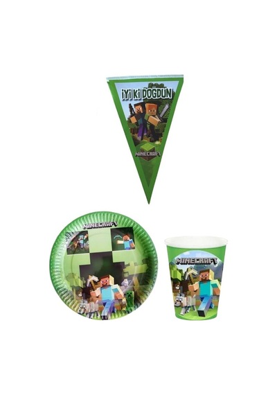 Minecraft 8 Kişilik Erkek Doğum Günü Mini Set Erkek Çocuk Parti