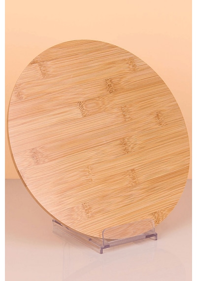 Döner Tabanlı Bambu Kahvaltılık - Sunumluk - Pizza Tepsisi -30 Cm Kahverengi
