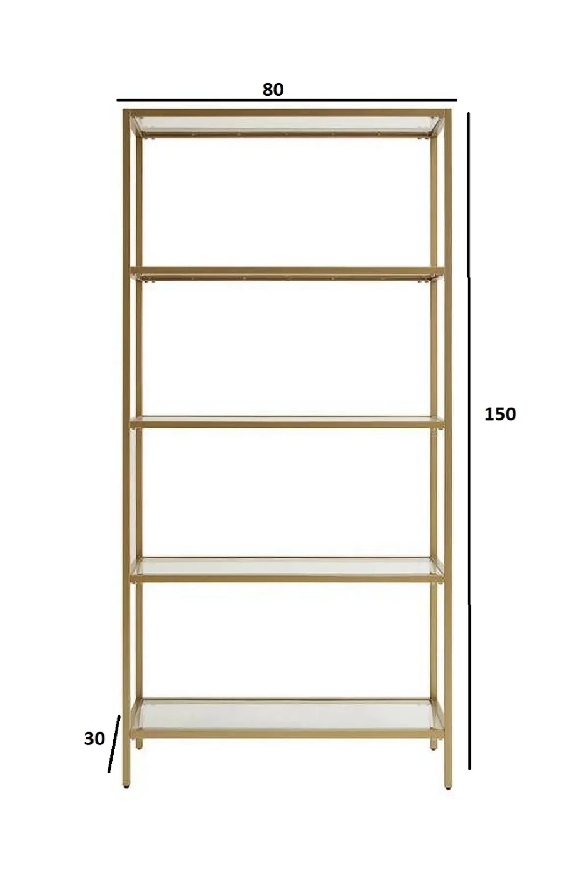 Modern 5 Katlı Metal İskeletli Cam Raflı Aksesuar Rafı Kitaplık Gold-şeffaf Modern 5 Katlı Metal İskeletli Cam Raflı Aksesuar Rafı Kitaplık Gold-şeffaf