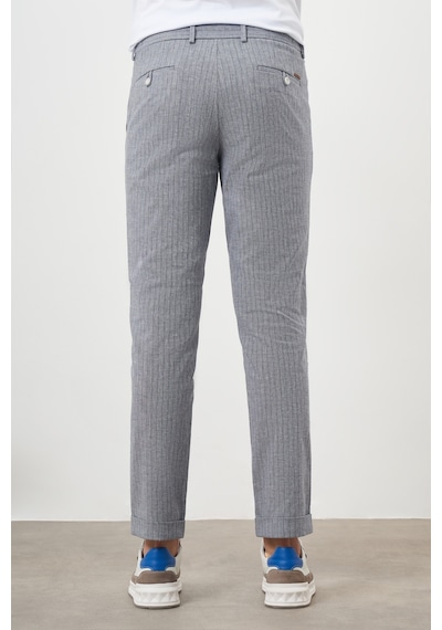 Morven Erkek Lacivert Pamuk Keten Trend İpli Jogger Slim Fit Spor Pantolon Lacivert