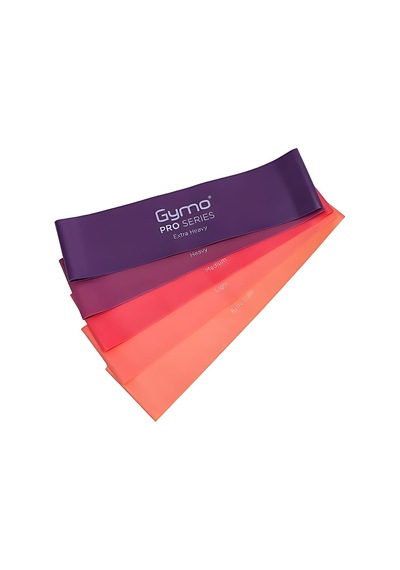 Gymo Pro Series Çantalı Direnç Bandı Fitness Pilates Esnetme Lastiği 5'li Set Mor 7.5 Cm Çok Renkli