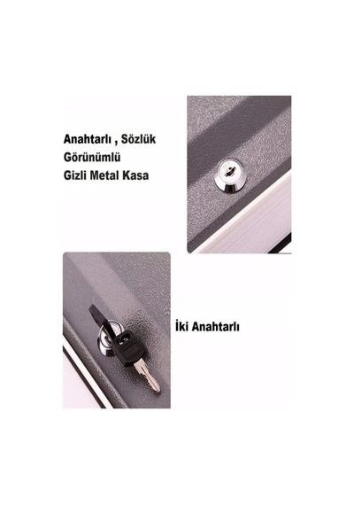 Kitap Şeklinde Gizli Kasa Hırsız Kilitli Sözlük Para Kumbarası Siyahh