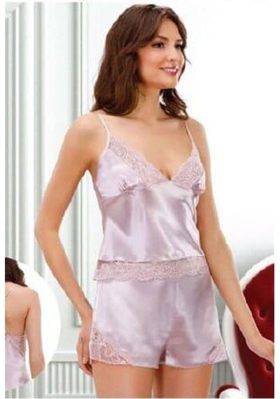 Duchesse 137 Çeyizlik Dantelli Saten 6'lı Set -pudra Pudra