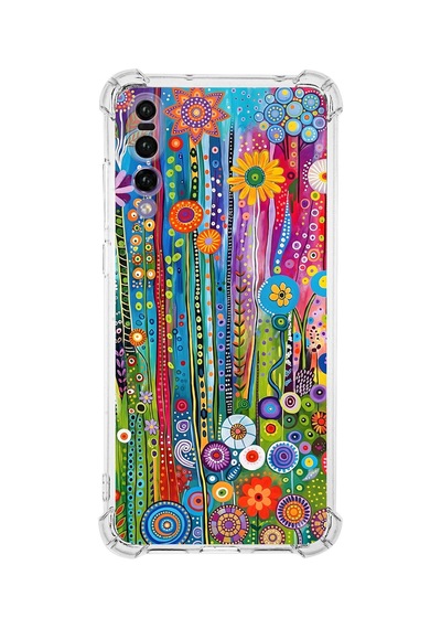 Printify Huawei P20 Pro İle Uyumlu Düşlerin Dansı Serisi Folklorik Bahçe Tasarımlı Uv Baskılı Köşe Korumalı Antişok Kılıf Şeffaf