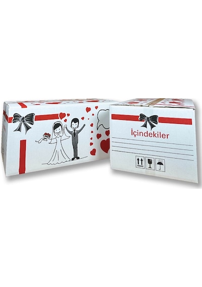 İsim Etiketiyle Beraber - 60x38x30 Sağlam İsim Kutucuklu Baskılı Gelin Çeyiz Kolisi Çift Oluklu 25 Adet Diğer