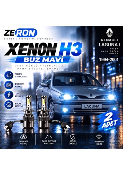 Renault Laguna Xenon H3 Buz Mavi Led Far Ampulü 12v 2 Adet Yüksek Aydınlatma Kolay Montaj