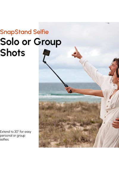 Snapstand Selfie Manyetik Selfie Çubuğu Ve Tripod Kompakt, Katlanabilir Ve Uzatılabilir, Eğim Kafası Ve Manyetik Bluetooth Uzaktan Kumandalı Taş Rengi