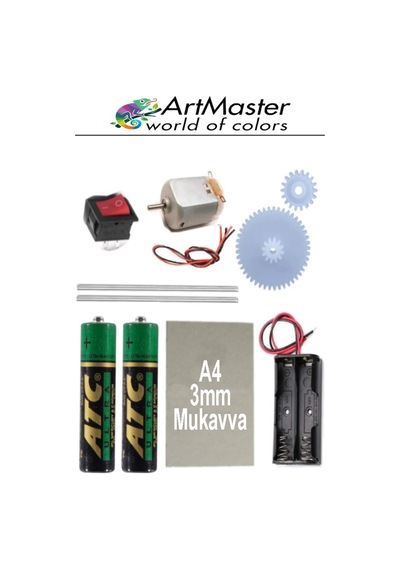 Oyuncak Araba Yapım Seti 1 Paket Okul Deney Dc Motor Çark Dişli Plastik Tekerlek 2 Adet Metal Şaft Proje Deney Seti