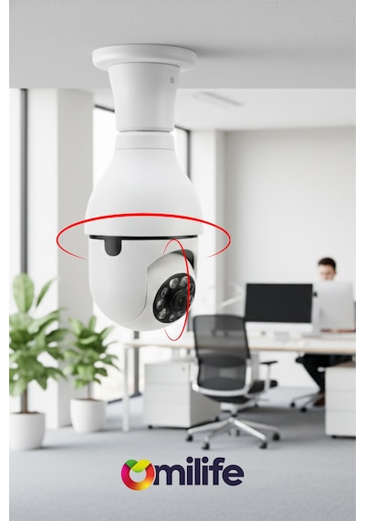 Ampul Kamera Wifi 360 Derece Kablosuz Güvenlik Kamerası Ev Ofis Ampul Tip Kamera 1 Ad