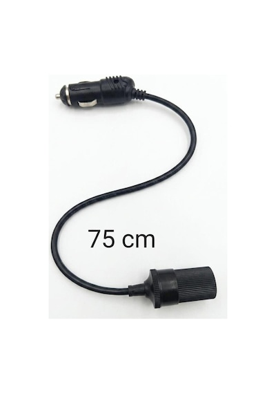 Araç Çakmaklık Uzatma Kablosu 12-24 Volt 10 Amper 2 X1 Mm Ttr Bakır 75cm-siyah