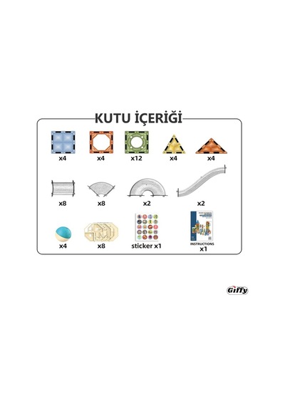 Giffy/manyetik Oyuncak Manyetik Blok Seti Stem Oyuncak 60 Parça -magic Magnetic Blocks