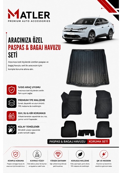 Citroen C4x Hybrid 2027 Model 4d Ekstra Havuzlu Paspas Ve Bagaj Havuzu Set