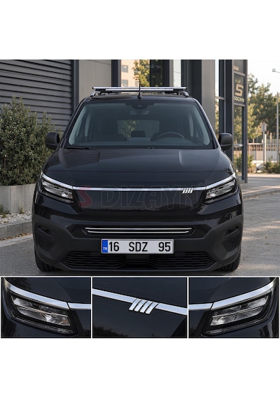 S-dizayn Fiat Doblo 3 Krom Ön Panjur Ve Far Üzeri Çıta Seti 3 Prç. 2023 Üzeri A+ Kalite