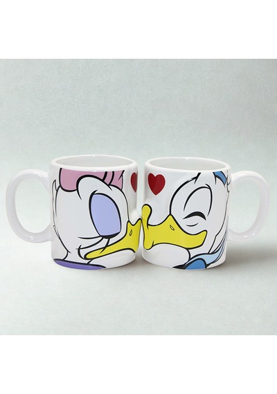 Donald Ve Daisy Duck Öpüşen Çift Kupa Bardak Seti Sevgili 2 Li Kupa Beyaz