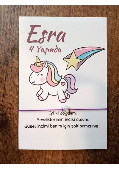 30 Adet Unicorn Kartlı Mor Bileklik - Doğum Günü Hediyesi - Bebek Çok Renkli