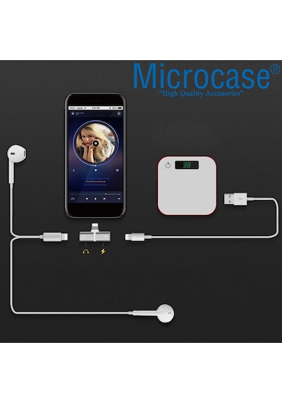 Microcase Apple Uyumlu iPhone Lightning 2In1 Şarj ve Kulaklık Çevirici Ikd101