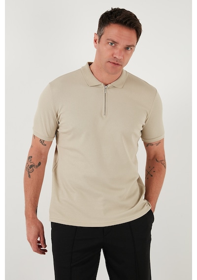 Buratti Pamuklu Regular Fit Yarım Fermuarlı 3'Lü Paket Erkek Polo Yaka T Shirt 5902738S3 Vizon-Açık Haki-Indigo