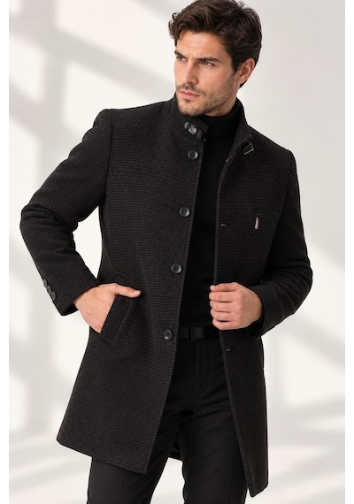 Plt9367 Dewberry Erkek Palto-düz Antrasit-2