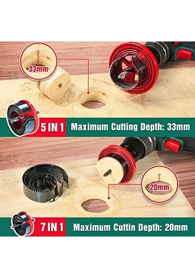 Hychıka Better Tools For Better Lıfe Delik Testeresi Seti Kutu Matkabı 7 Testere Çelengi Ve 5 Testere Çelengi, Ahşap, Alçı Panel, Sunta, Delik Delme İçin