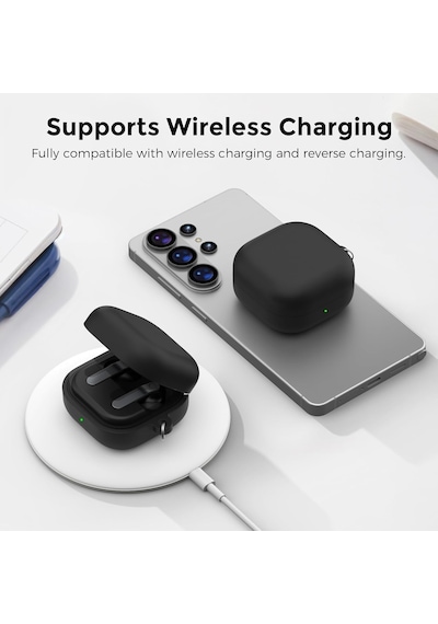 Samsung Galaxy Buds4 Pro/buds 4 İçin Kulaklık Kılıfı Darbelere Ve Çizilmeye Karşı Kasa Koruyucu Buds4 Kılıfı Tam Koruma Sağlayan Kalın Yapılı Taşıma Askılı Buds 4 Pro Koruma Siyah