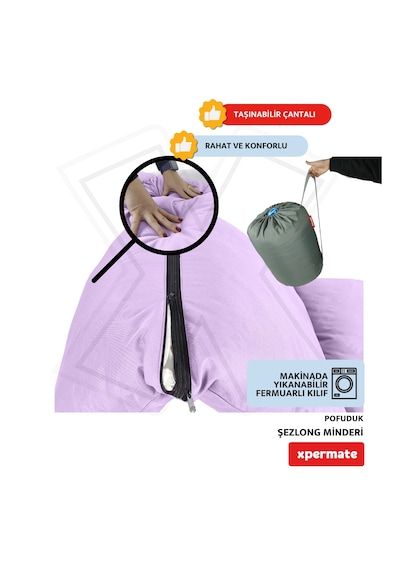 Xpermate Pofuduk Şezlong Minderi 60x180x12cm Su İtici, Lila