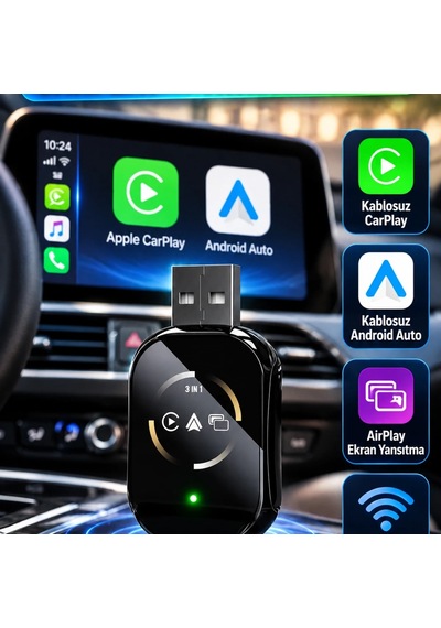 Kablosuz Carplay Ve Android Auto Adaptörü Airplay Ekran Yansıtma