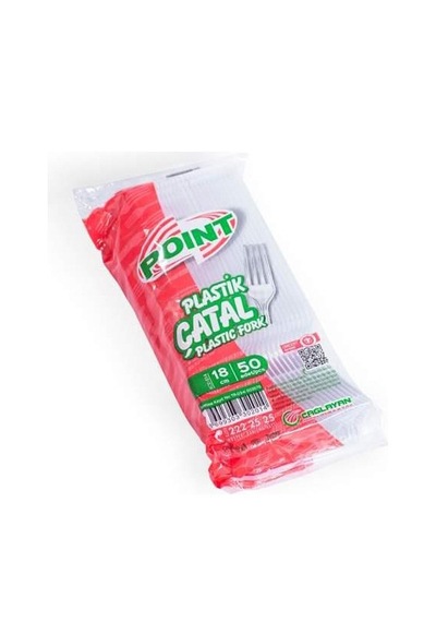 Point Plastik Lüx Şeffaf Çatal - 18 CM - 50 Adet - Paket Şeffaf