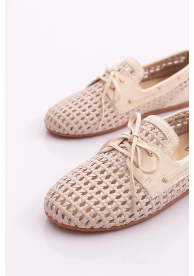 Dgn B00112 Kadin Delikli Oxford Ayakkabi Bej