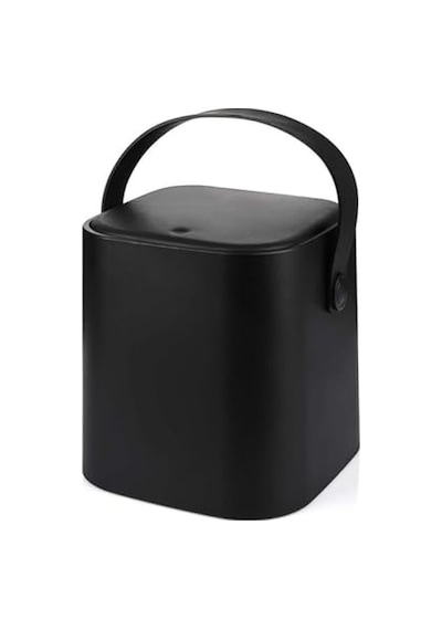 Tutma Saplı İç Kovalı Tezgah Üstü Mutfak Çöp Kovası, 4 Litre, Kilitli Kapak, Click Kapak, 20x20x22 Cm, Siyah Diğer