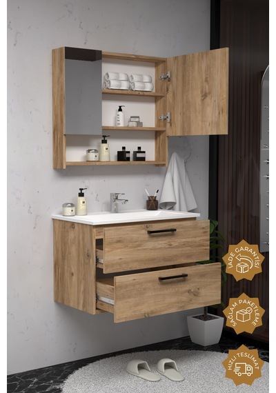 Teta Home Batum 65 Cm Mdf Banyo Dolabı Seti Atlantik Çam Atlantik Çam