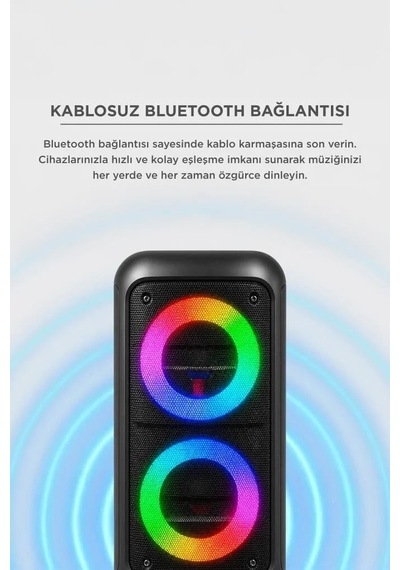 Delux Serisi Parti Eğlence Müzik Bluetooth Hoparlör Telefon Tutacaklı Kts-1296 Siyah
