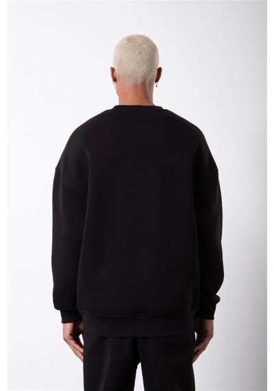 Mbb E-ticaret Erkek Bisikilet Yaka 3 İplik Pamuklu Sweatshirt - Siyah