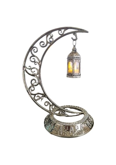 Dodomar 28 Cm Ramazan Dekoratif Masa Üstü Led Lamba Seti - Gümüş Hilal - Kancalı Diğer