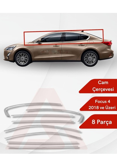 Ford Focus 4 2018 Sonrası Cam Çerçevesi Krom 8 Parça P.çelik