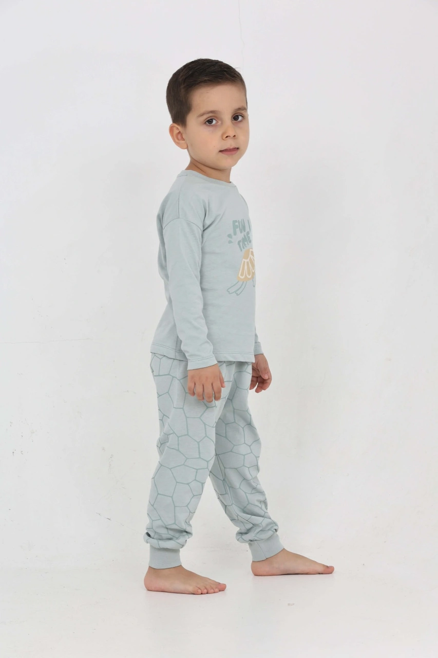 Toontoy Kids Toontoy Erkek Çocuk Kaplumbağa Baskılı Pijama Takım Yeşil