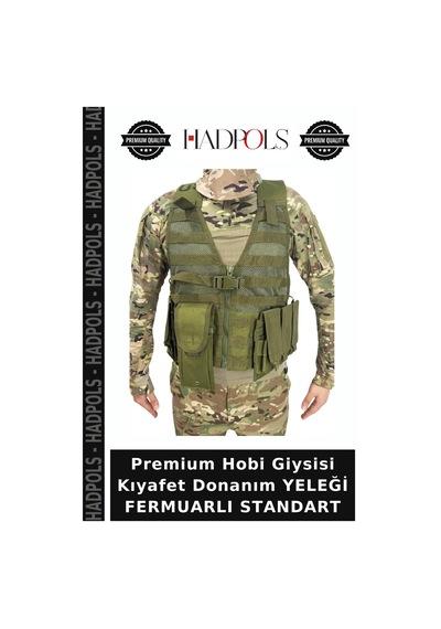 Hadpols Premium Hobi Giysisi Kıyafet Donanım Yeleği Fermuarlı Standart Haki