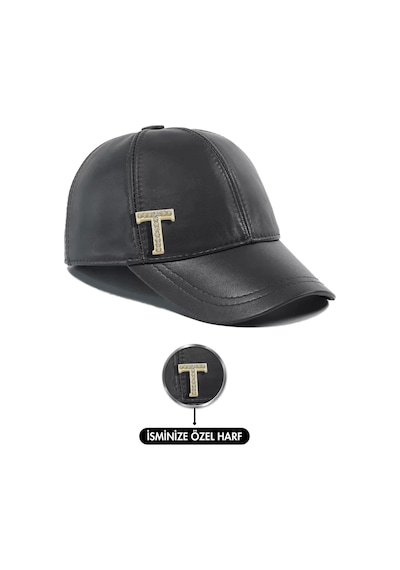 Twingold İsme Özel Kep Şapka - %100 Deri - Ab01012 - Füme Füme