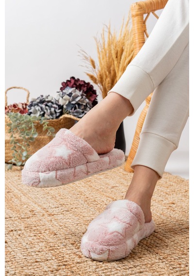 Stwenn 2'li Karma Erkek Kadın Avantajlı Paket Peluş Ev Terliği Kapalı Burun Arkası Açık Sıcak Rahat Panduf 2 Li Yıldız Terlik
