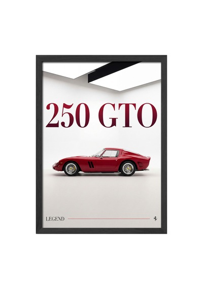 Ferrari 250 Gto Siyah Ahşap Çerçeveli Poster, Dekoratif Araba Duvar Tablosu