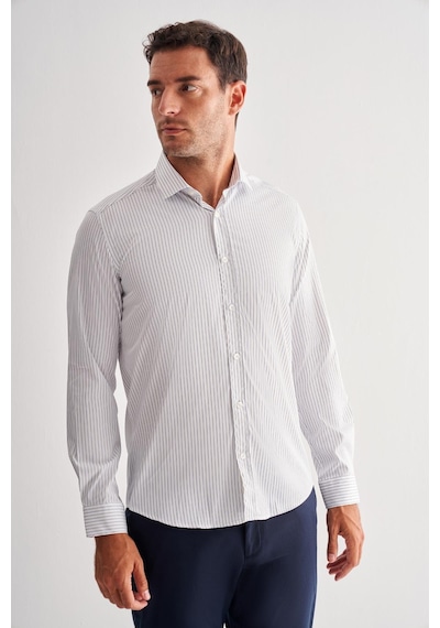 İmza Beyaz Yarım İtalyan Yaka Uzun Kol Cepsiz Slim Fit Cls Gömlek 1004255174 Duman Beyaz