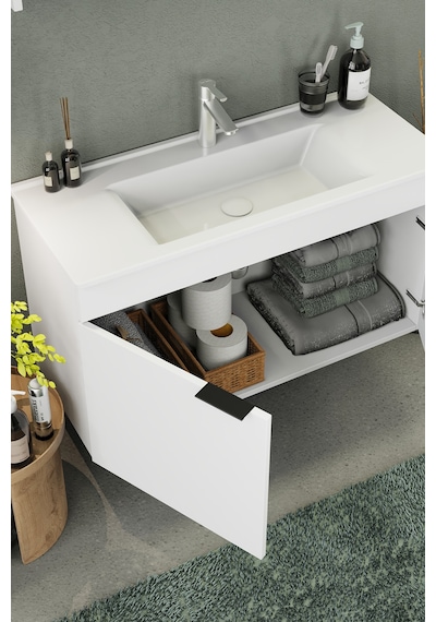 Biani Fix Loft 100 Cm Banyo Dolabı,Seramik Lavabolu, Aynalı,Lavabo Dahil,Mdf,Mat Beyaz Biani Fix Loft 100 Cm Banyo Dolabı,Seramik Lavabolu, Aynalı,Lavabo Dahil,Mdf,Mat Beyaz