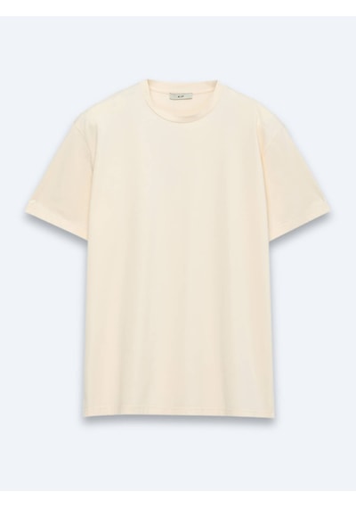 Kip Somon Düz Pamuk Karışımlı T-shirt