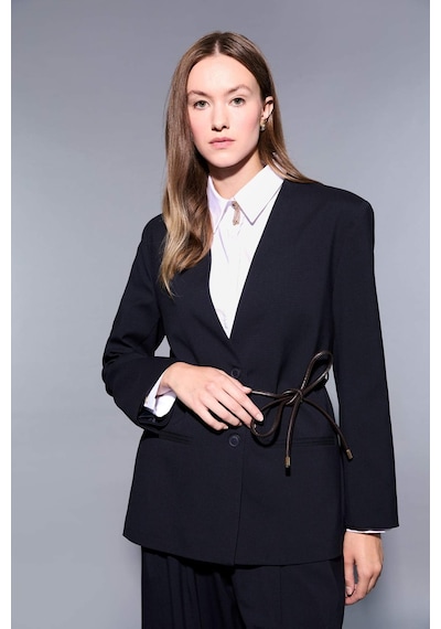 Defacto Regular Fit Ceket Yaka Blazer Ceket F6104ax25aunv243 Lacivert