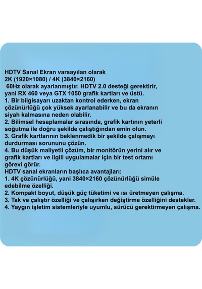Hdtv Sanal Ekran İçin Uygun Grafik Kartı Alıcısı - Hdtv Sanal Monitör Grafik Kartı Emülatörü
