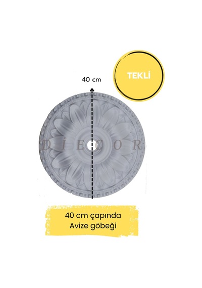 Diecor Dekoratif Boyanabilir Polimer 40 Cm Avize Göbeği Beyaz 40 Cm Model:xa90