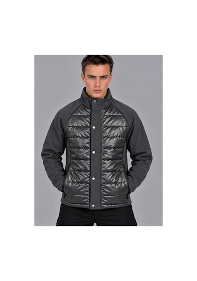 Hk Premium Slim Fit Prada Kumaş Şişme Desenli Mont Antrasit