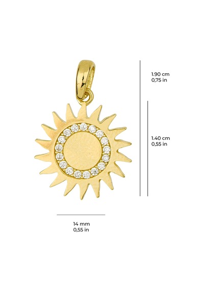 Goldkupe 14 Ayar Altın Taşlı Güneş Kolye Ucu 1,22 Gr-3400