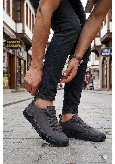 Fort Noka Champ Rahat Memory Foam İç Taban Keten Sneaker Erkek Ayakkabı Füme