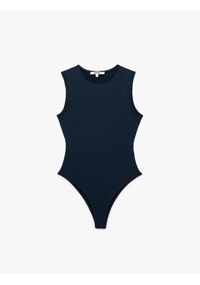 Koton Slim Fit Kolsuz Bisiklet Yaka Bodysuit Lacivert 7wak10014ek