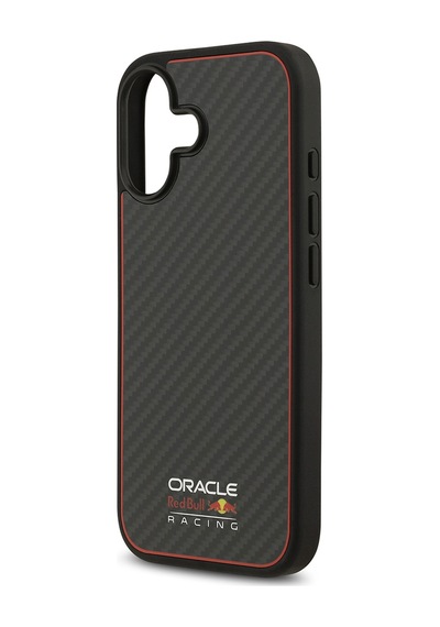 Apple Uyumlu iPhone 17 Kılıf Redbull Lisanslı M-safeli Karbon Fiber Parlayan Logolu Kevlar Kapak Siyah Siyah